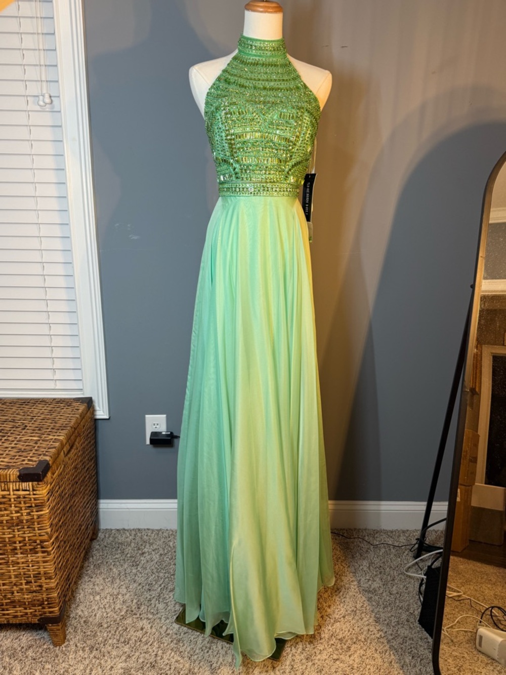Sherri Hill 2–Piece Green Halter Gown - NWT Size 2 - Style 50809